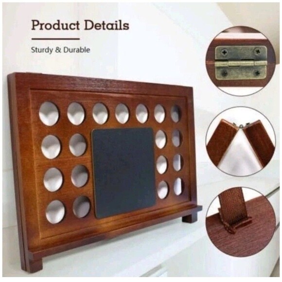 Wooden K-Cup Holder Display, 19 Pod Capacity  with Chalkboard, Chalk and Eraser - Picture 2 of 5